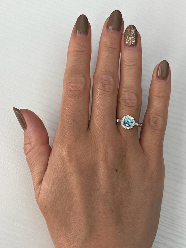 Blue Diamond Ring, 1 Ct Diamond Ring, Round Diamond, Conflict Free Diamond,  Solitaire, 14k White Gold, Unique, Diamond Band - Etsy